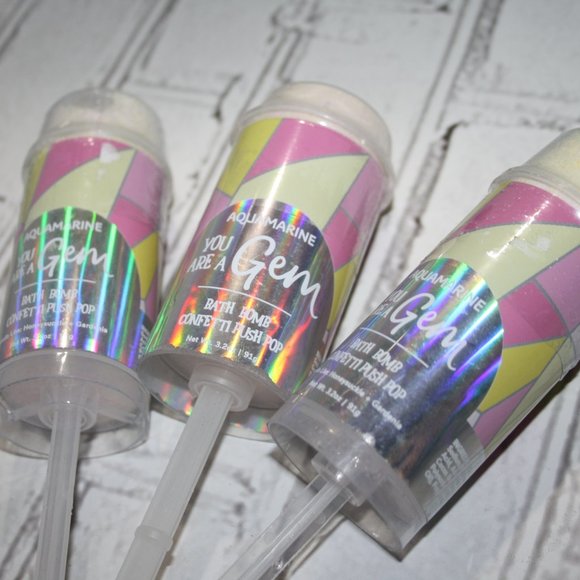 💎🛁 Aquamarine Bath Bombs · Pushpop Set of 3 🛁💎 - Picture 1 of 6